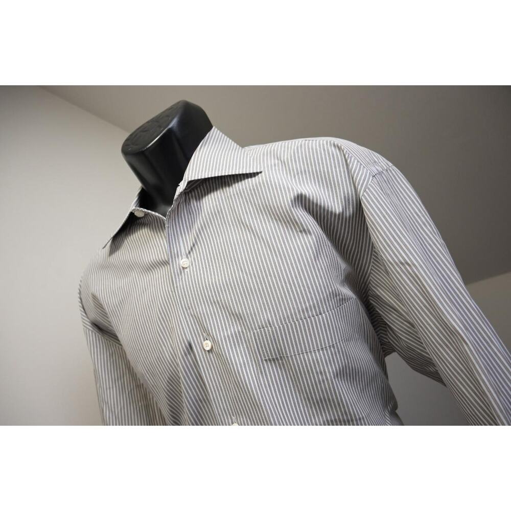 Ermenegildo Zegna Dress Shirt Designer Striped Long Sleeve Mens Size 41 Large